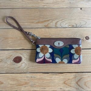 Fossil Key-Per Waxed Canvas Wristlet